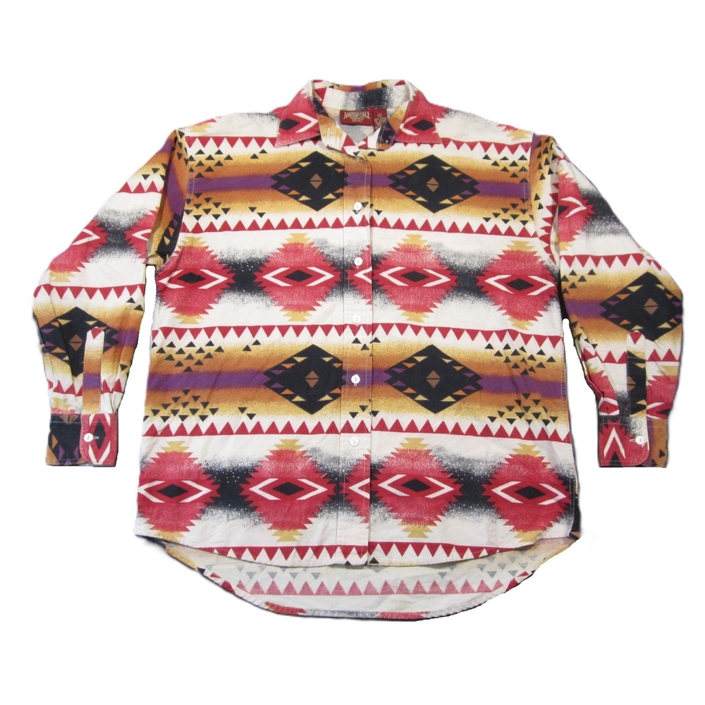 Vtg American Eagle‎ Southwestern Shirt Womens S Geometric Rodeo Cowboy Aztec 80s